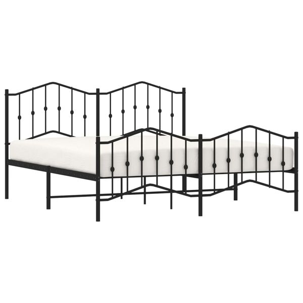 vidaXL Estrutura de cama com cabeceira e pés 180x200 cm metal preto