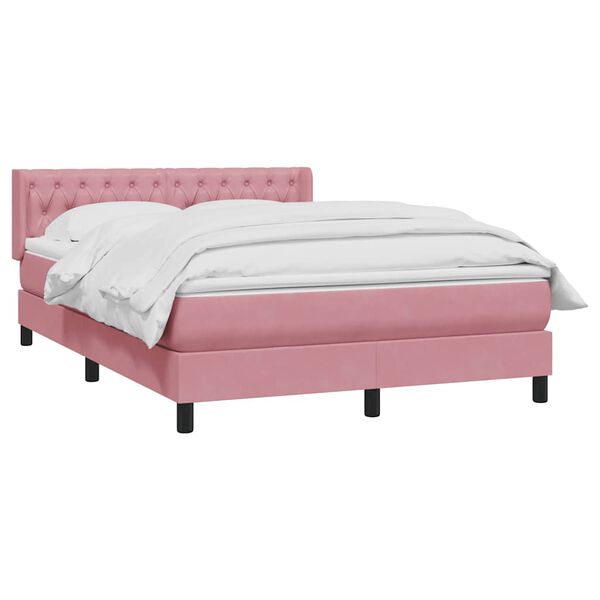 vidaXL Cama com molas/colch&atilde;o 140x220 cm veludo rosa