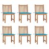 vidaXL Cadeiras de jardim 6 pcs c/ almofad&otilde;es madeira de teca maci&ccedil;a
