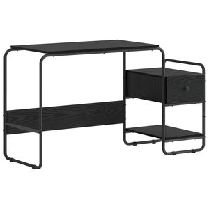 vidaXL Mesa com Armazenamento Carvalho Preto 131,5 x 50 x 75,5 cm