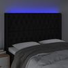 vidaXL Cabeceira de cama c/ luzes LED tecido 163x16x118/128 cm preto
