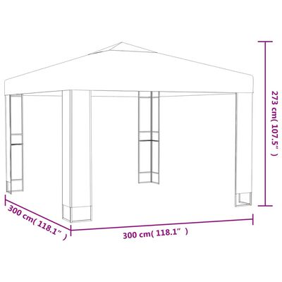 vidaXL Gazebo c/ telhado duplo 3x3x2,7m 180 g/m² cinzento-acastanhado