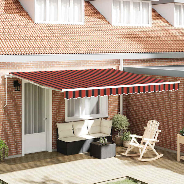 vidaXL Toldo Retr&aacute;til Manual Laranja e Marrom 400 &times; 300 cm