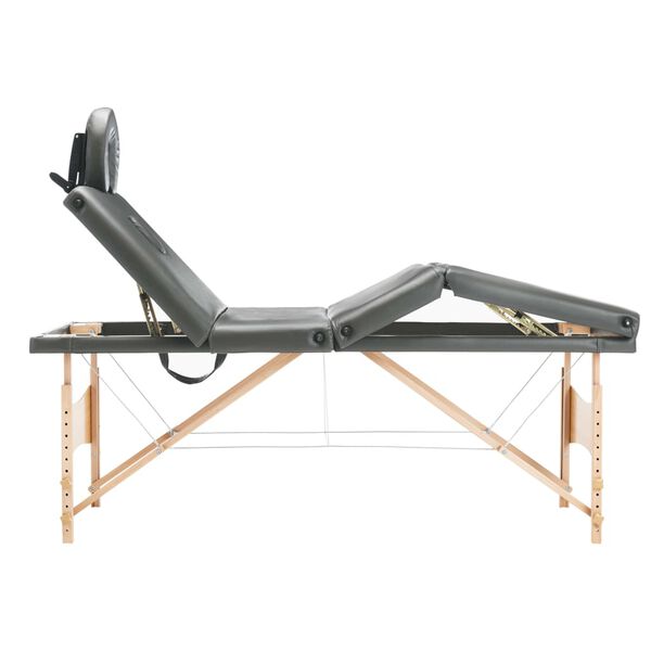 vidaXL Mesa massagens c/ 4 zonas estrutura madeira 186x68cm antracite