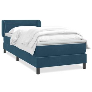vidaXL Cama com molas/colch&atilde;o 80x220 cm veludo azul-escuro
