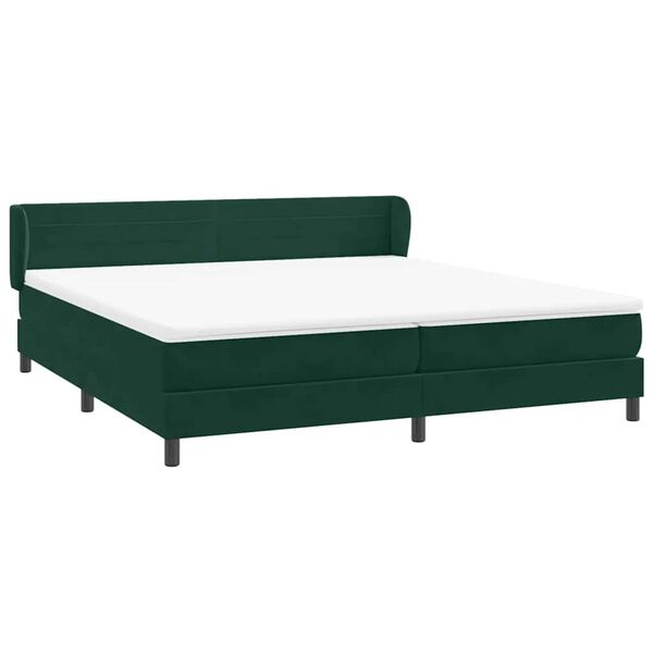vidaXL Cama com molas/colch&otilde;es 180x220 cm veludo verde-escuro
