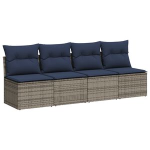 vidaXL | Sof&aacute; de jardim | com almofada Cinzeto 227 x 62 x 69 cm vime PE