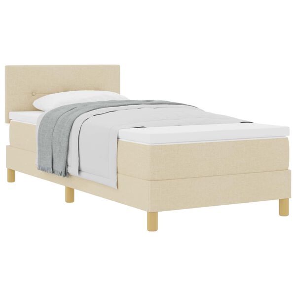vidaXL Cama Box com colch&atilde;o com cabeceira Creme 90 x 190 cm tecido