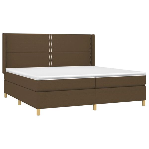 vidaXL Cama box spring c/ colch&atilde;o/LED 200x200cm tecido castanho-escuro