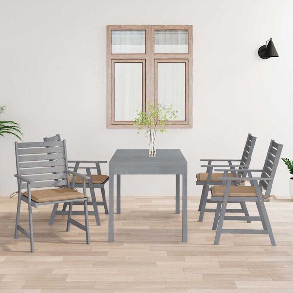 vidaXL Cadeiras de jantar p/ jardim 4 pcs c/ almofad&otilde;es ac&aacute;cia maci&ccedil;a