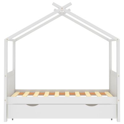 vidaXL Estrutura cama criança c/ gaveta 80x160 cm pinho maciço branco