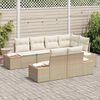 vidaXL Conjunto de Sof&aacute; de Jardim 7 pcs Bege e Creme Polirattan
