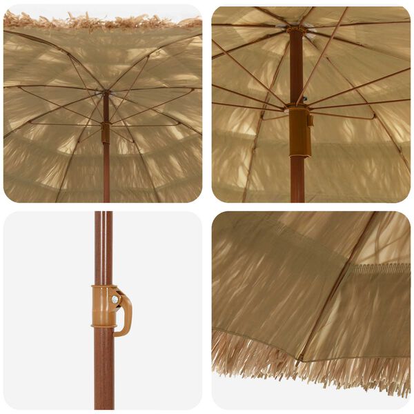 vidaXL Parasol de Praia Natural 255 x 255 x 255 cm Poli&eacute;ster e A&ccedil;o