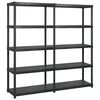 vidaXL Unidade com 5 prateleiras 170x40x185 cm pl&aacute;stico preto