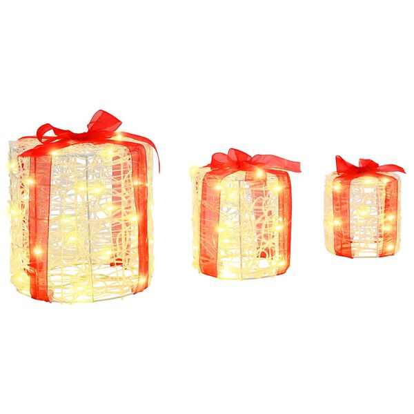 vidaXL Decora&ccedil;&atilde;o Caixa de Presente 3 pcs Branco quente 20 x 20 x 21 cm