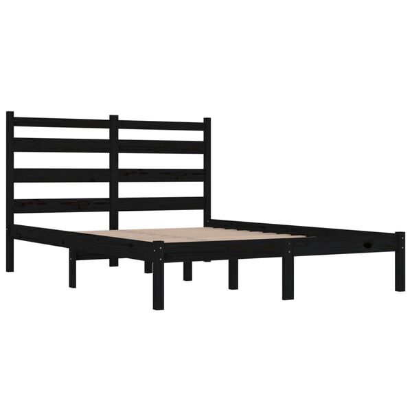 vidaXL Estrutura de cama 140x190 cm madeira de pinho maci&ccedil;a preto