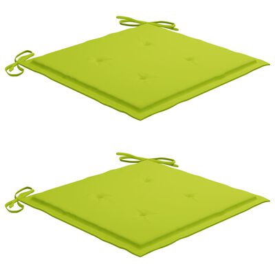 vidaXL Conjunto bistrô c/ almofadões verde brilhante 3 pcs teca maciça