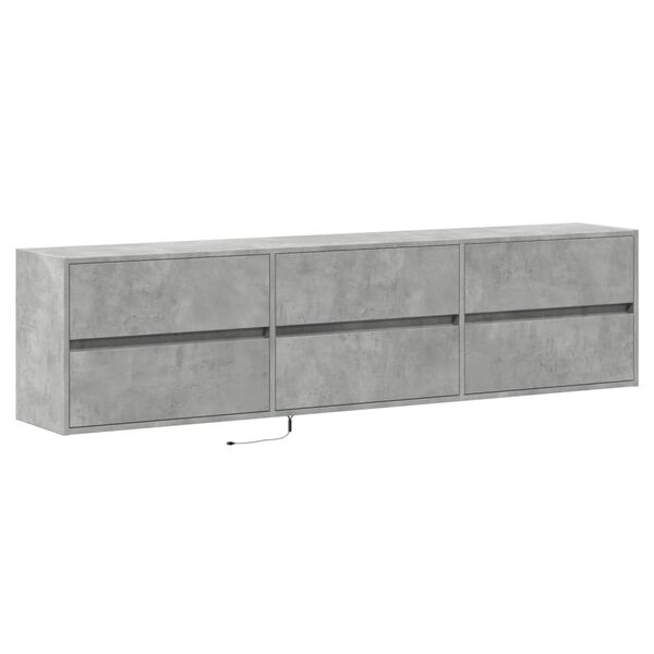 vidaXL Móvel de parede p/ TV c/ luzes LED 180x31x45 cm cinza cimento