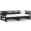 vidaXL Sof&aacute;-cama de puxar pinho maci&ccedil;o preto 2x(80x200) cm