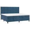 vidaXL Cama box spring c/ colch&atilde;o/LED 200x200 cm veludo azul-escuro