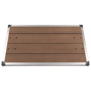 vidaXL Base chuveiro p/ exterior 110x62 cm WPC a&ccedil;o inoxid&aacute;vel castanho