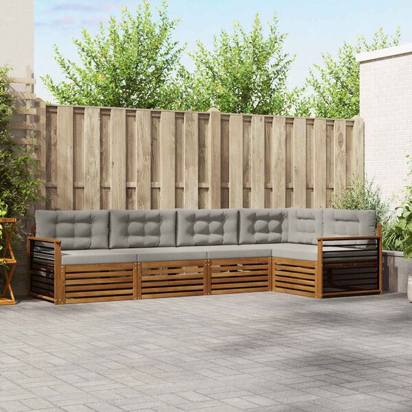 vidaXL Conjunto de Sof&aacute;s para Exterior 5 pcs Cinza Natural e Claro