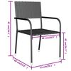 vidaXL 3 pcs conjunto de jantar para jardim vime PE preto