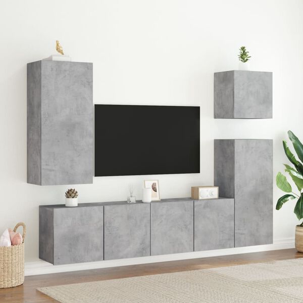 vidaXL M&oacute;veis de parede para TV 2 pcs 80x30x41 cm cinzento cimento