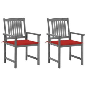 vidaXL Cadeiras de jardim com almofad&otilde;es 2 pcs ac&aacute;cia maci&ccedil;a cinza
