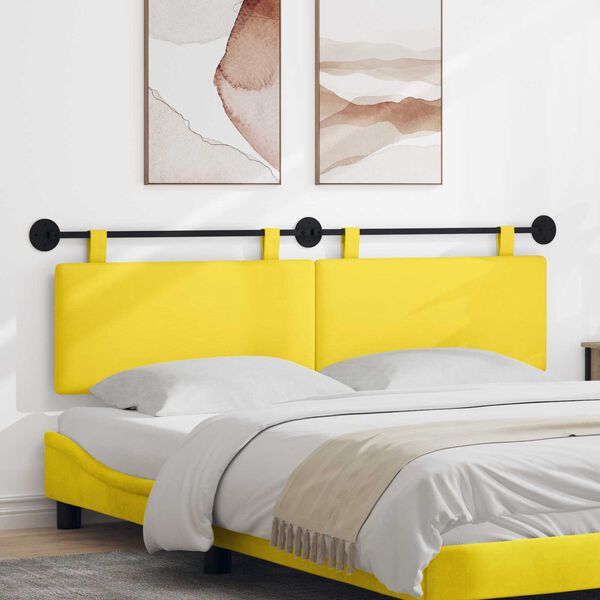 vidaXL Cabeceira Suspensa Liso Amarelo Claro 170 x 55 x 5 cm