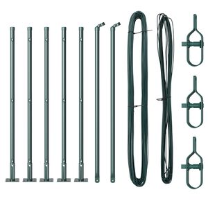 vidaXL Postes de Cerca Manual 7 pcs Verde Ø32mm 50 cm Aço galvanizado