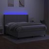 vidaXL Cama box spring c/ colch&atilde;o e LED 160x200 cm tecido cinza-claro