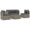 vidaXL 5 pcs conjunto lounge de jardim c/ almofad&otilde;es vime PE cinzento