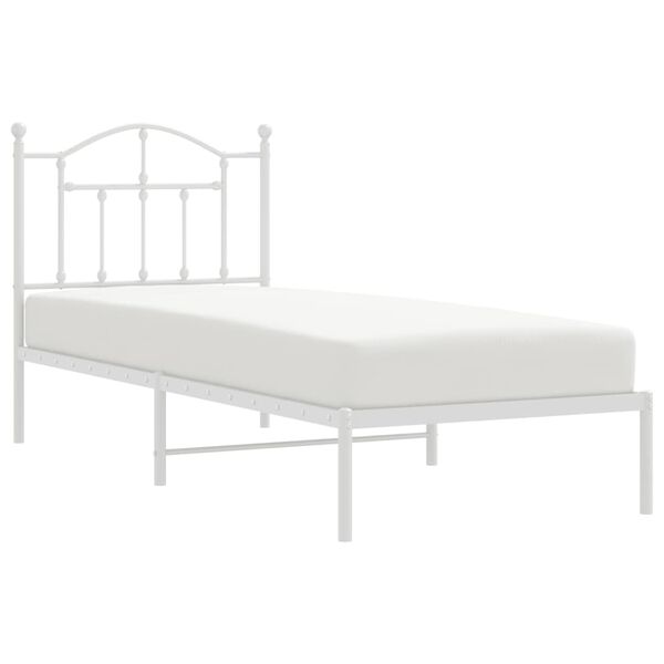 vidaXL Estrutura de cama com cabeceira 90x190 cm metal branco