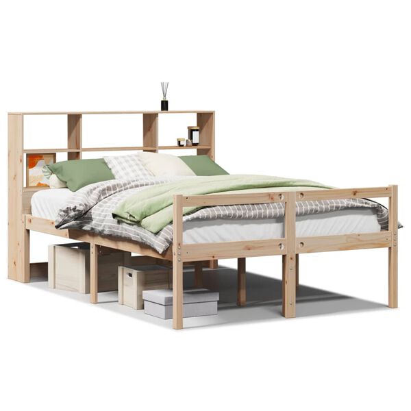 vidaXL Cama com estante sem colch&atilde;o 120x190 cm pinho maci&ccedil;o