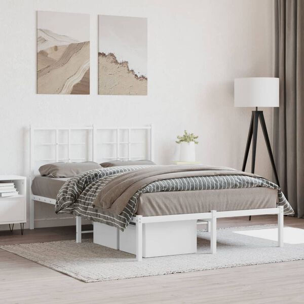 vidaXL Estrutura de cama com cabeceira 120x200 cm metal branco