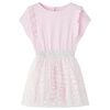 Vestido de crian&ccedil;a com folhos rosa-claro 128