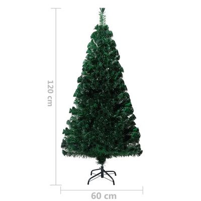 vidaXL Árvore de Natal artificial com suporte 120 cm fibra ótica verde