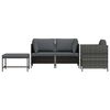vidaXL 4 pcs conjunto sofás de jardim c/ almofadões vime PE cinzento