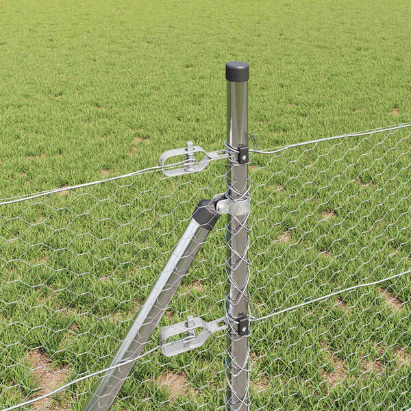 vidaXL Poste de Cerca Prateado 50 x 0,8 m (malha de 25 mm) A&ccedil;o