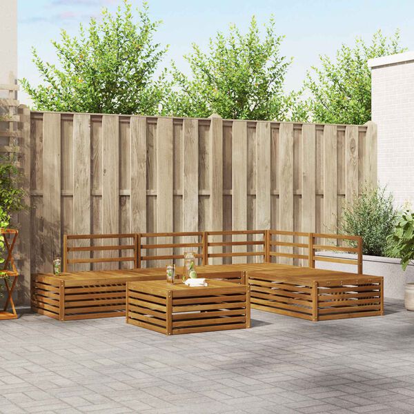 vidaXL Conjunto de Sof&aacute;s para Exterior 5 Pe&ccedil;a Natural