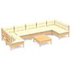 vidaXL 8 pcs conjunto lounge jardim c/ almofad&otilde;es creme pinho maci&ccedil;o