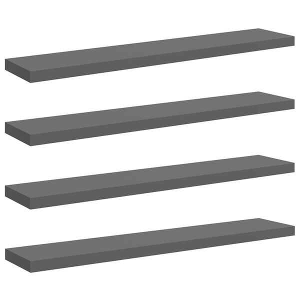 vidaXL Prateleiras de parede suspensas 4 pcs 120x23,5x3,8cm MDF cinza