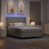 vidaXL Cama Box Spring LED Cinzento-acastanhado 140 x 200 cm tecido