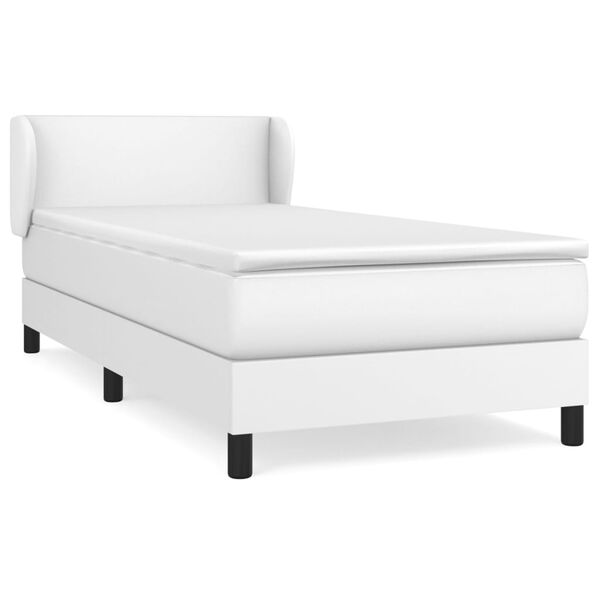 vidaXL Cama com molas/colch&atilde;o 90x200 cm couro artificial branco