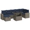vidaXL 8 pcs conj. sof&aacute;s jardim c/ almofad&otilde;es vime PE/ac&aacute;cia cinzento
