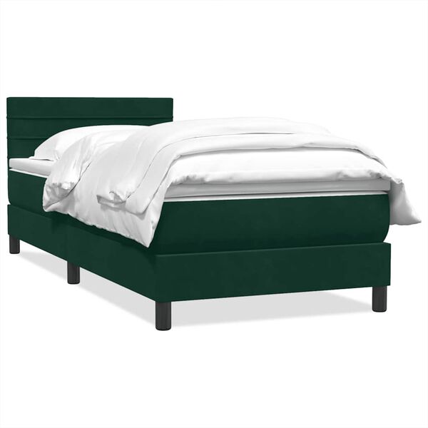 vidaXL Cama com molas/colch&atilde;o 100x210 cm veludo verde-escuro