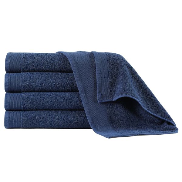 vidaXL Toalhas de m&atilde;os 5 pcs algod&atilde;o 450 g 50x100 cm azul-marinho