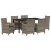 vidaXL Conjunto de Jantar para Jardim 7 pcs Cinzeto vime PE