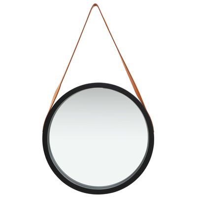 vidaXL Espelho de parede com alça 50 cm preto